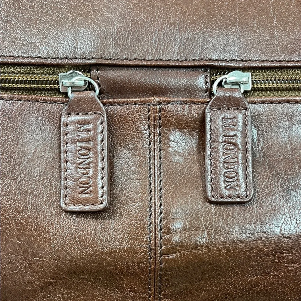 M London Large Classic Brown Leather Duffel Bag for Men